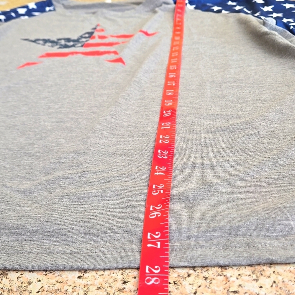 4XL Gray and Blue Star Print Women's Short Sleeve Tee - Picture 6 of 10